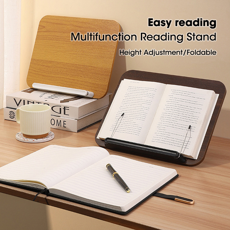 Tablet Stand Adjustable - Wooden Book Stand Height Adjustment,Foldable Reading